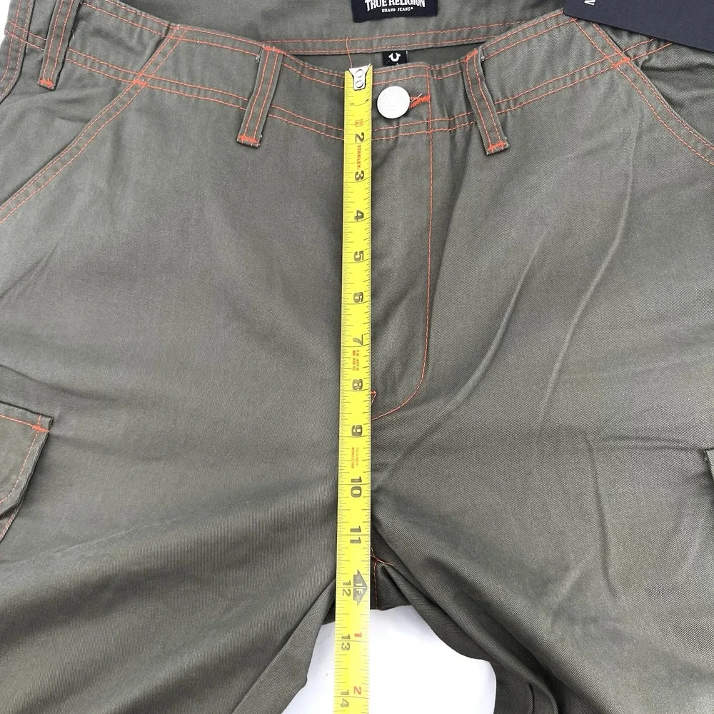 True‎ Religion Cargo Pants Men's 34 Green Kalamata Orange Stitching NWT $159 NEW